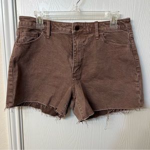 Universal Thread Vintage Midi Brown Denim Women's Shorts, Fitted Hip/Leg Stretch